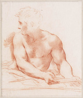 C 002
<br/>
Studie van bovenlichaam van zittende jonge man
<br/>
<em>Romanelli, Giovanni Francesco (1610-1662)</em>